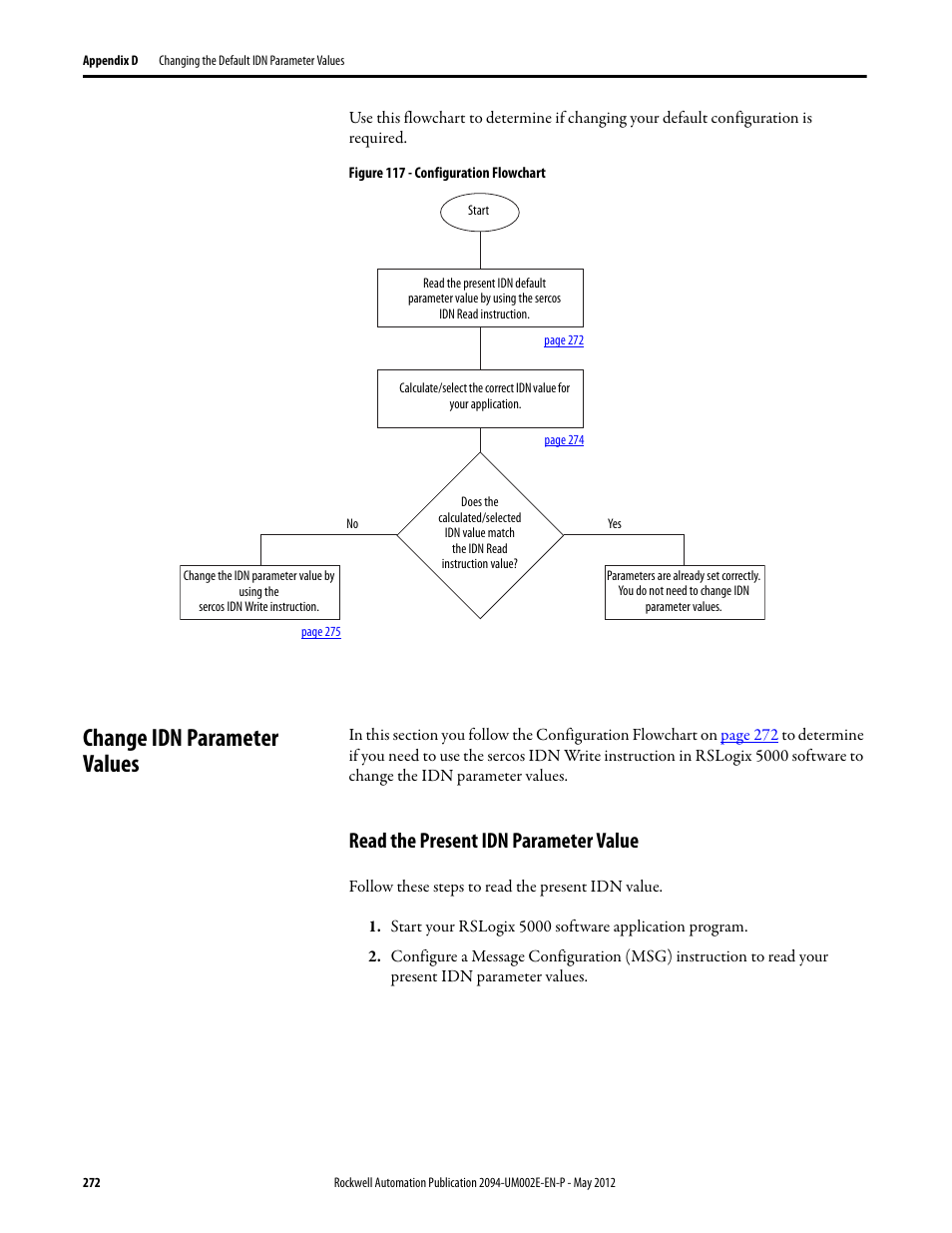 Change idn parameter values, Read the present idn parameter value | Rockwell Automation 2094-EN02D-M01-Sx Kinetix 6200 and Kinetix 6500 Modular Multi-axis Servo Drives User Manual User Manual | Page 272 / 290