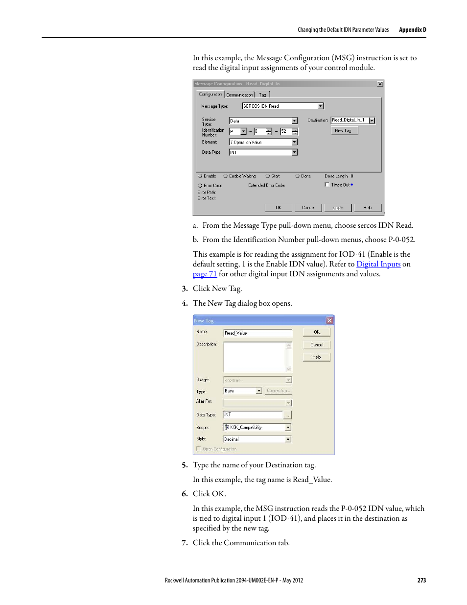 Rockwell Automation 2094-EN02D-M01-Sx Kinetix 6200 and Kinetix 6500 Modular Multi-axis Servo Drives User Manual User Manual | Page 273 / 290