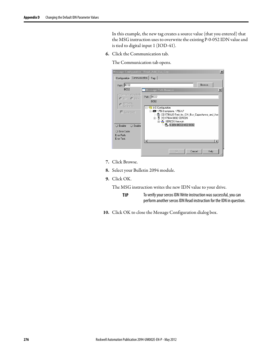 Rockwell Automation 2094-EN02D-M01-Sx Kinetix 6200 and Kinetix 6500 Modular Multi-axis Servo Drives User Manual User Manual | Page 276 / 290