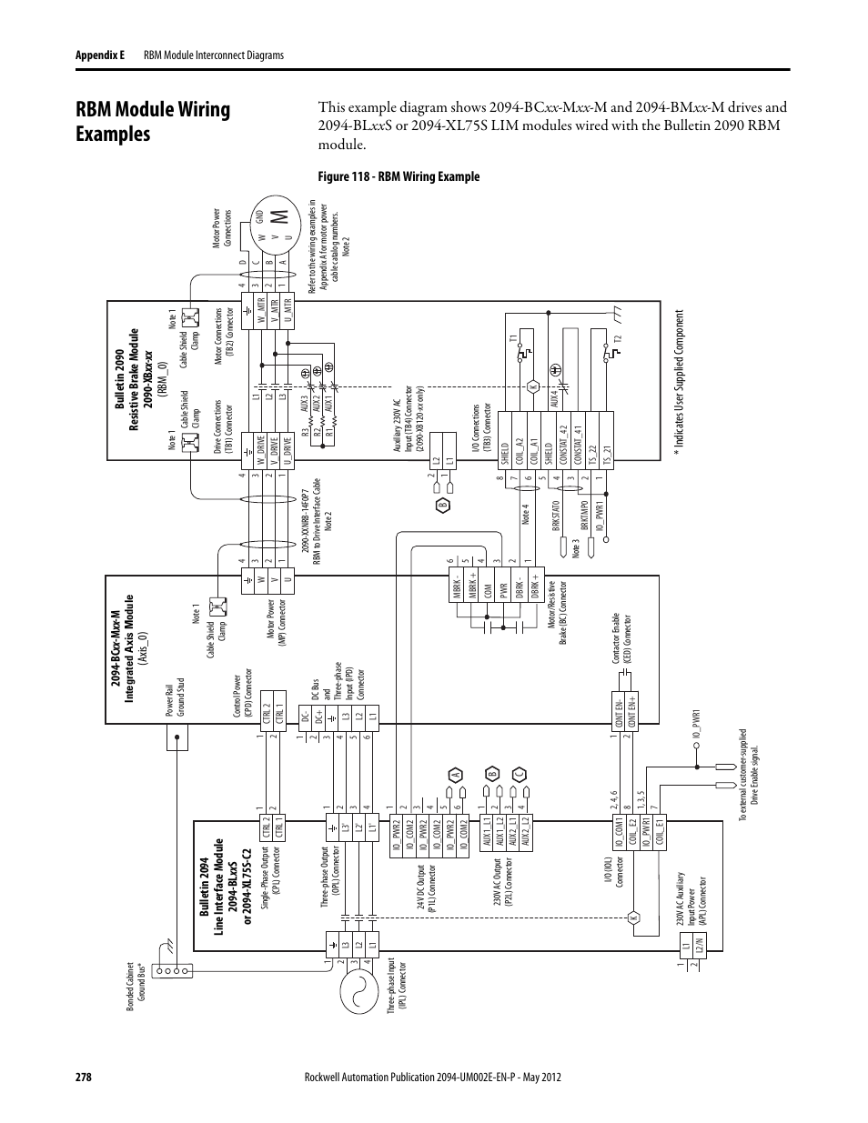 Rbm module wiring examples, Figure 118 - rbm wiring example | Rockwell Automation 2094-EN02D-M01-Sx Kinetix 6200 and Kinetix 6500 Modular Multi-axis Servo Drives User Manual User Manual | Page 278 / 290