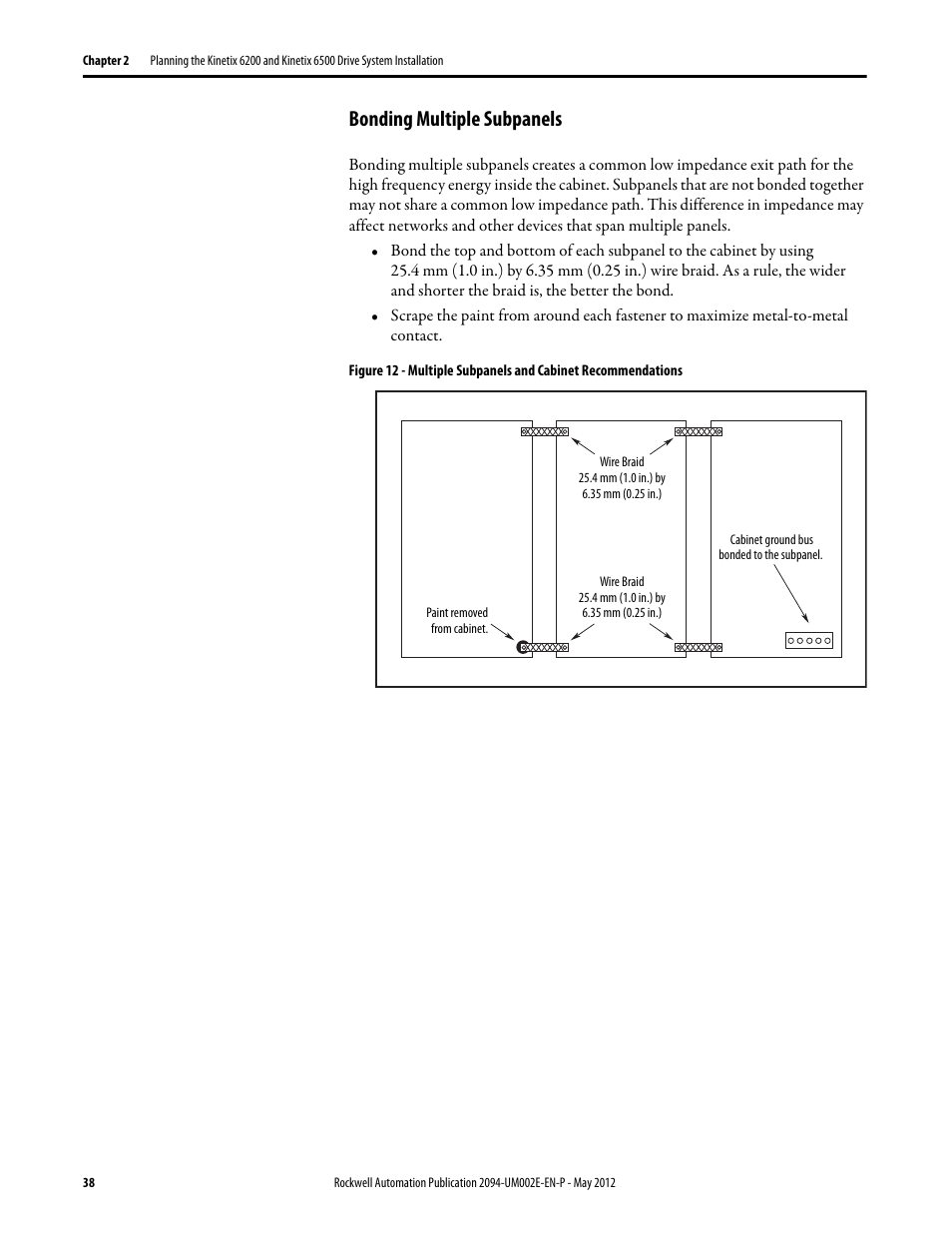 Bonding multiple subpanels | Rockwell Automation 2094-EN02D-M01-Sx Kinetix 6200 and Kinetix 6500 Modular Multi-axis Servo Drives User Manual User Manual | Page 38 / 290