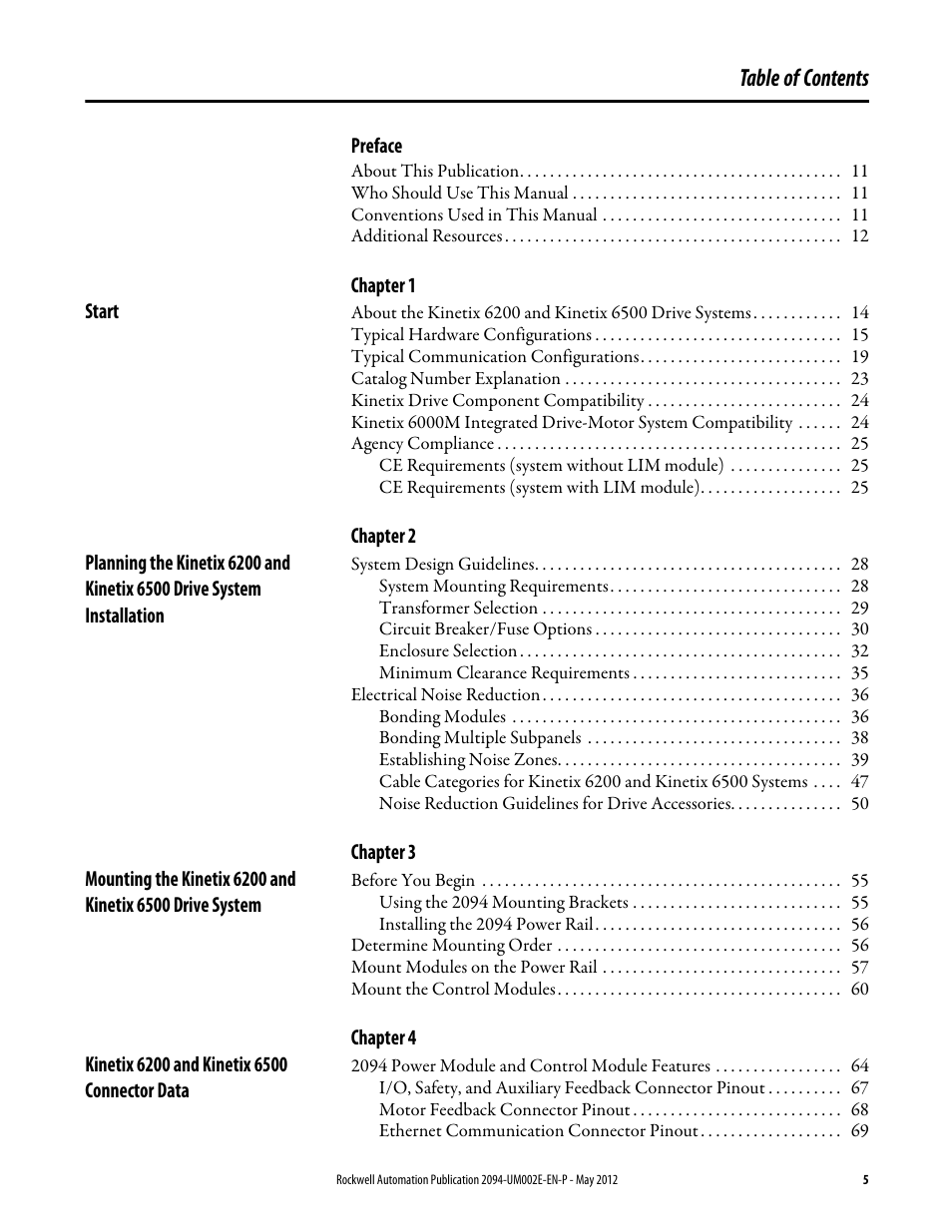 Rockwell Automation 2094-EN02D-M01-Sx Kinetix 6200 and Kinetix 6500 Modular Multi-axis Servo Drives User Manual User Manual | Page 5 / 290
