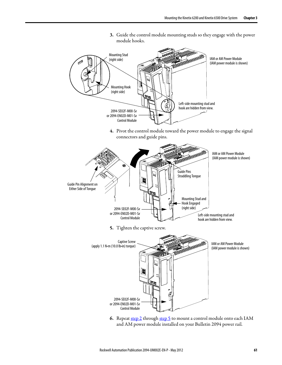 Rockwell Automation 2094-EN02D-M01-Sx Kinetix 6200 and Kinetix 6500 Modular Multi-axis Servo Drives User Manual User Manual | Page 61 / 290