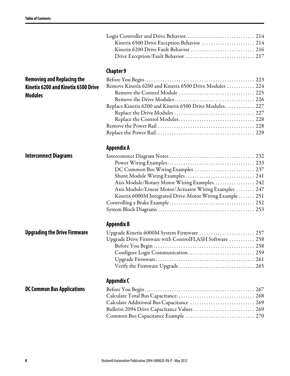 Rockwell Automation 2094-EN02D-M01-Sx Kinetix 6200 and Kinetix 6500 Modular Multi-axis Servo Drives User Manual User Manual | Page 8 / 290