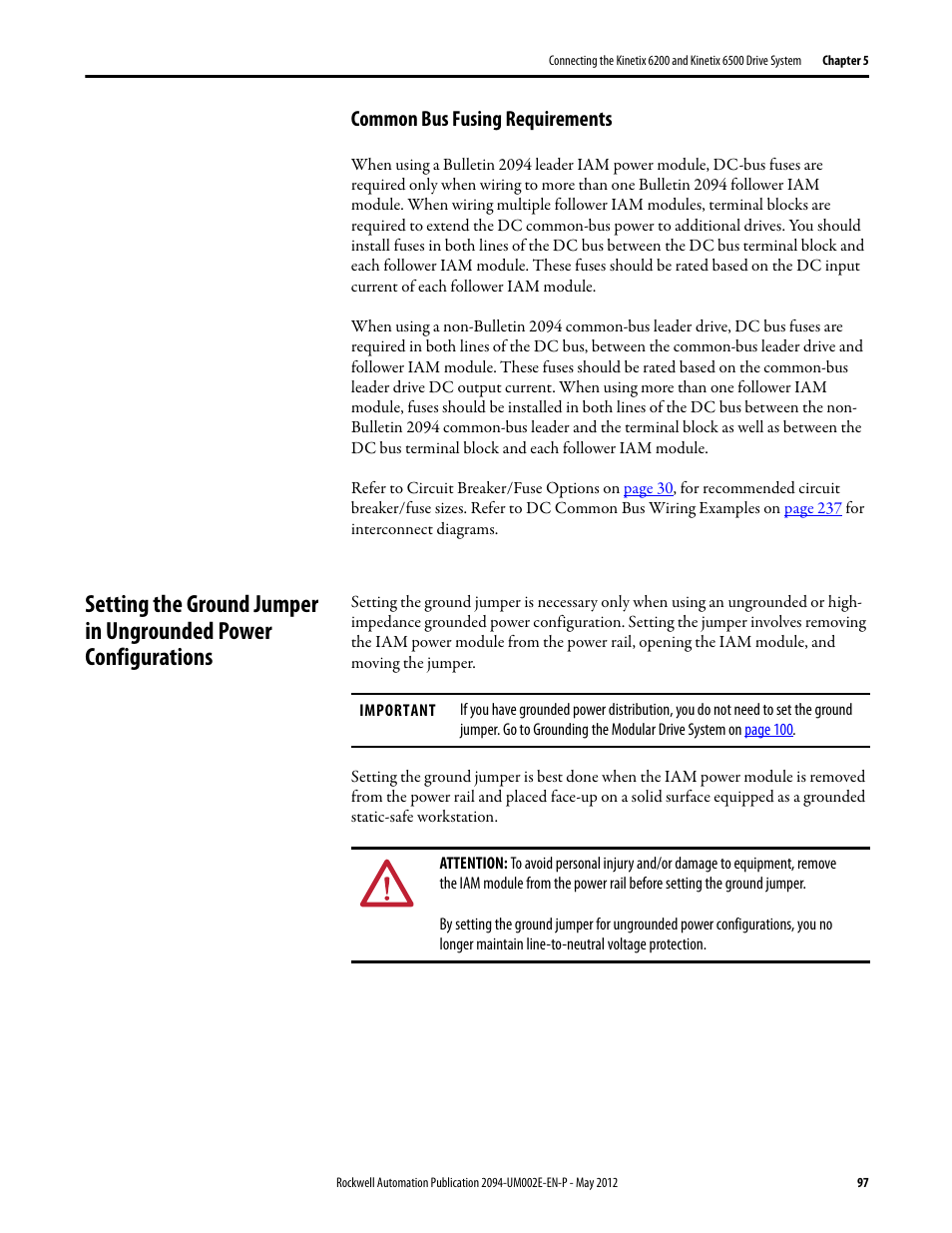 Common bus fusing requirements, For m | Rockwell Automation 2094-EN02D-M01-Sx Kinetix 6200 and Kinetix 6500 Modular Multi-axis Servo Drives User Manual User Manual | Page 97 / 290