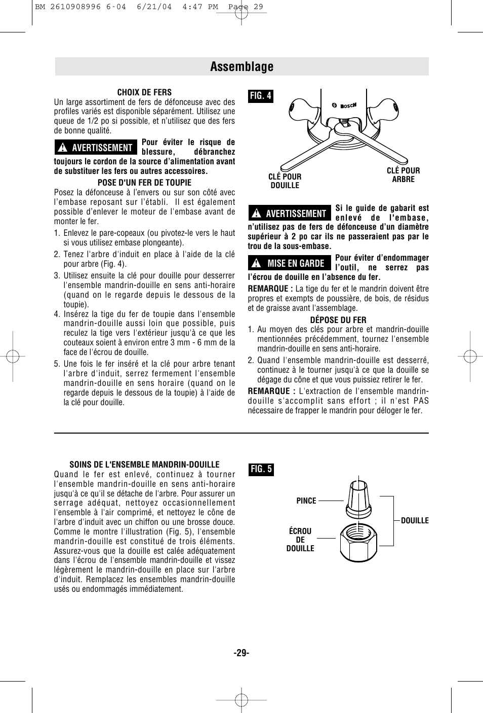 Assemblage | Bosch 1617EVSPK User Manual | Page 29 / 68