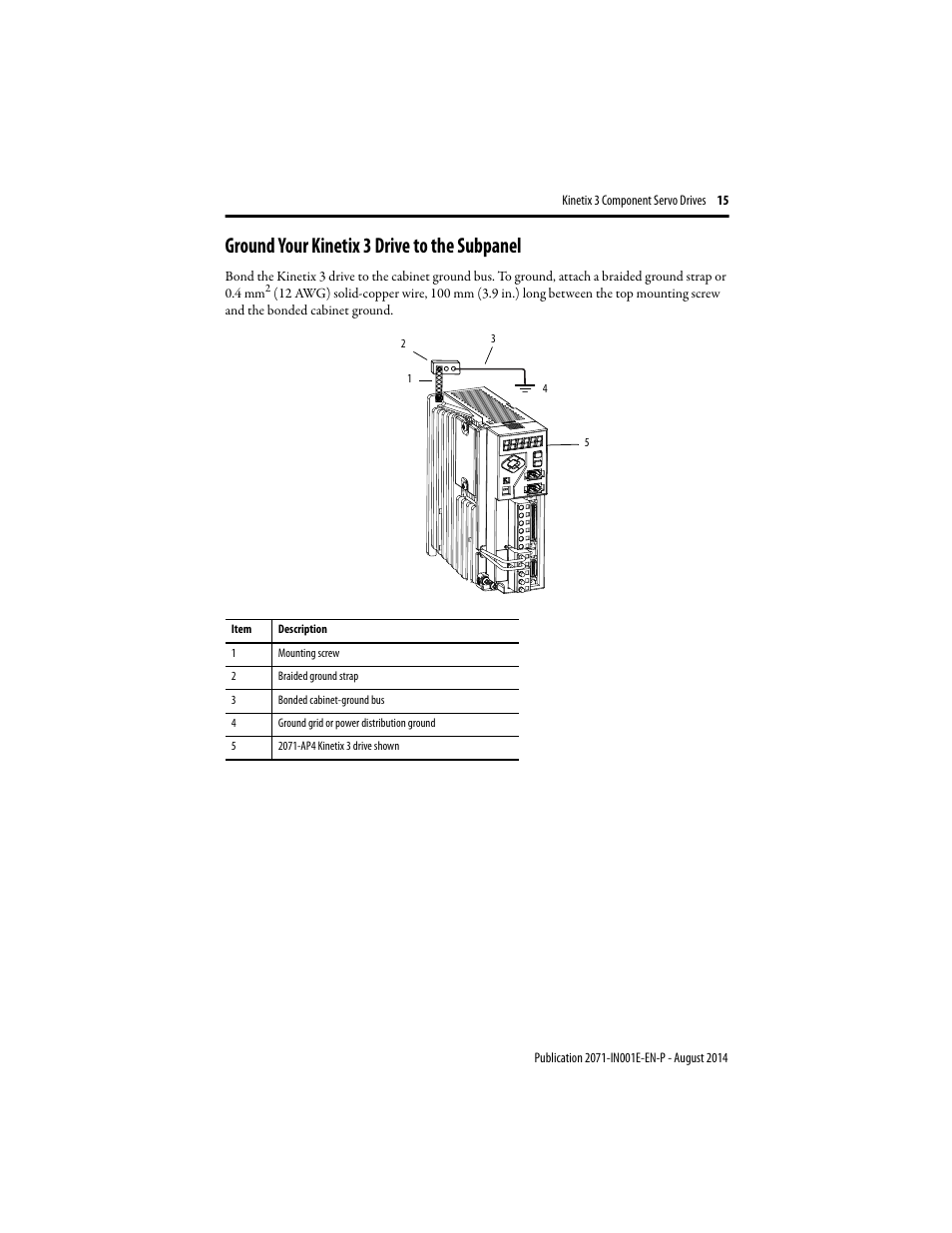 Ground your kinetix 3 drive to the subpanel | Rockwell Automation 2071-Axx Kinetix 3 Component Servo Drive User Manual | Page 15 / 20