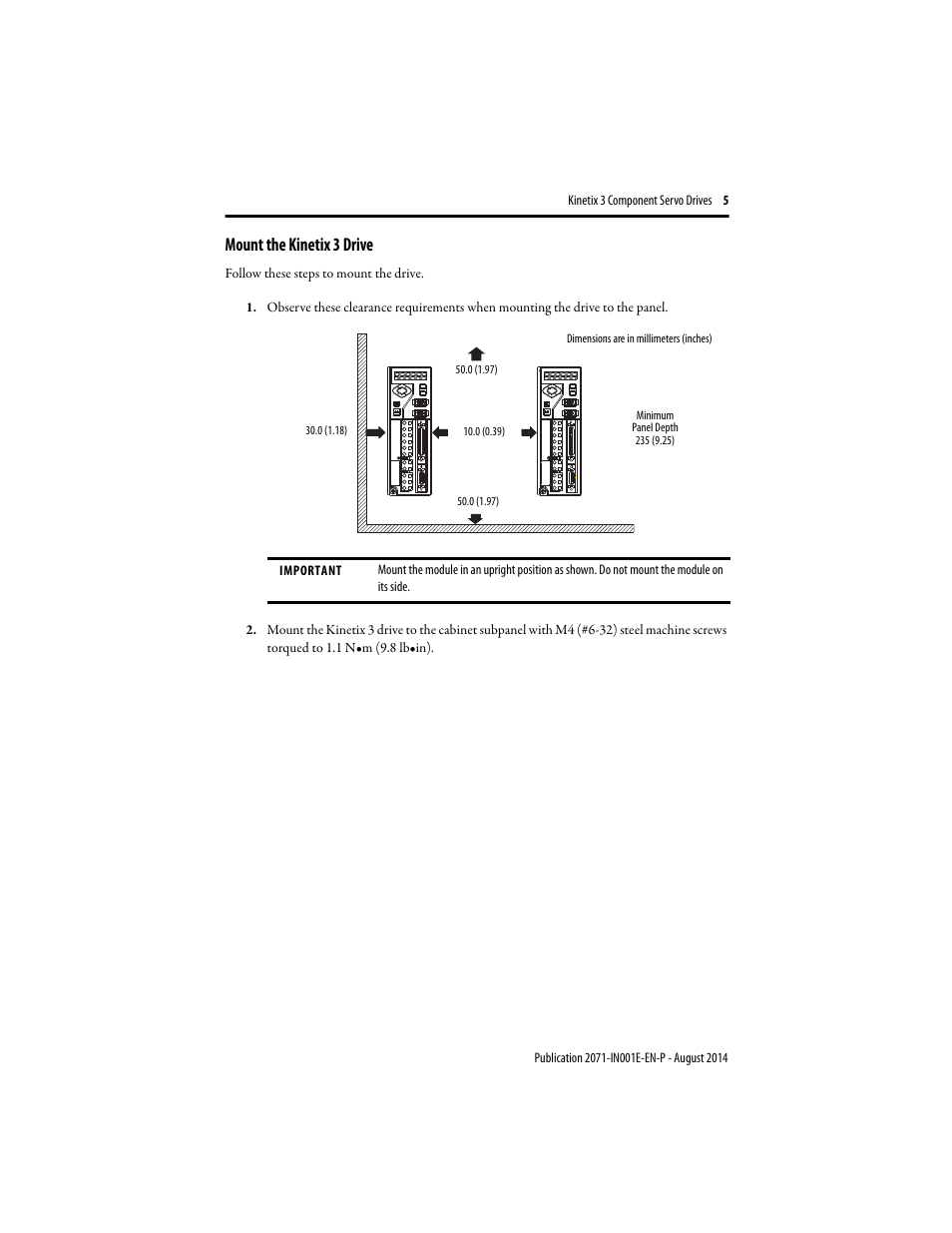 Mount the kinetix 3 drive | Rockwell Automation 2071-Axx Kinetix 3 Component Servo Drive User Manual | Page 5 / 20