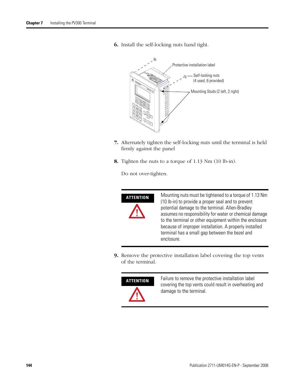 Rockwell Automation 2711 Standard PanelView Operator Terminal User Manual User Manual | Page 144 / 292