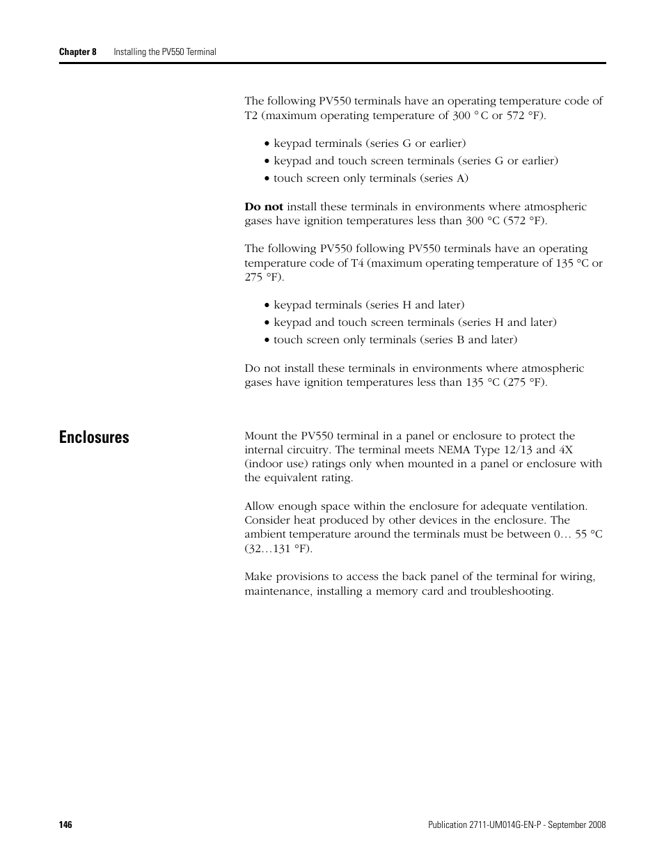 Enclosures | Rockwell Automation 2711 Standard PanelView Operator Terminal User Manual User Manual | Page 146 / 292