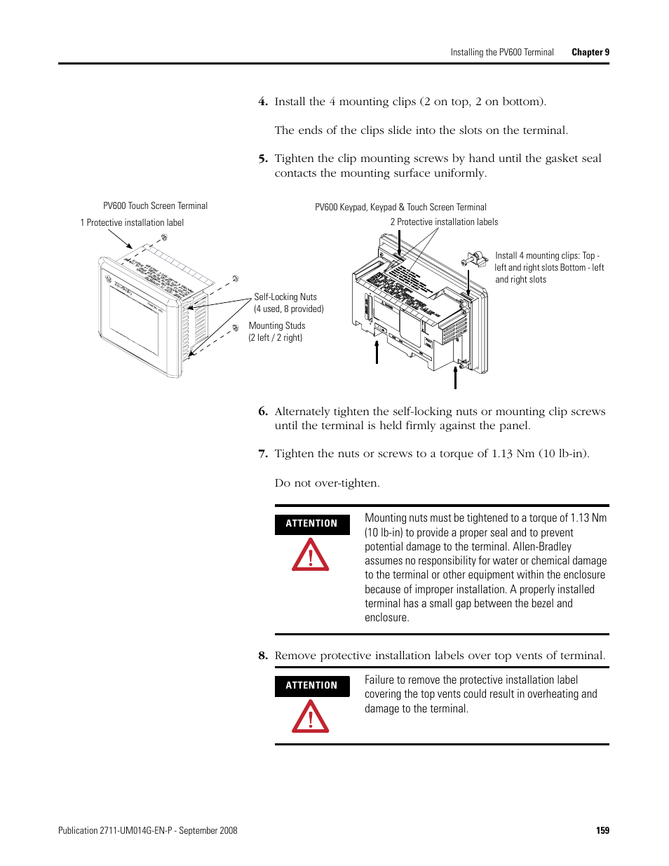 Rockwell Automation 2711 Standard PanelView Operator Terminal User Manual User Manual | Page 159 / 292