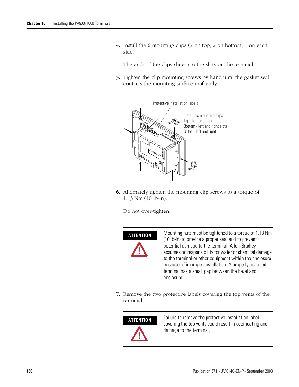 Rockwell Automation 2711 Standard PanelView Operator Terminal User Manual User Manual | Page 168 / 292