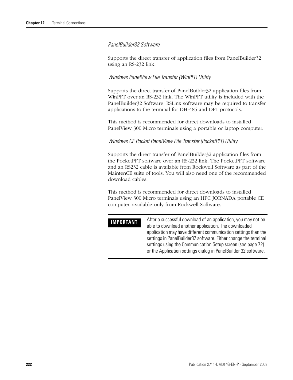 Rockwell Automation 2711 Standard PanelView Operator Terminal User Manual User Manual | Page 222 / 292