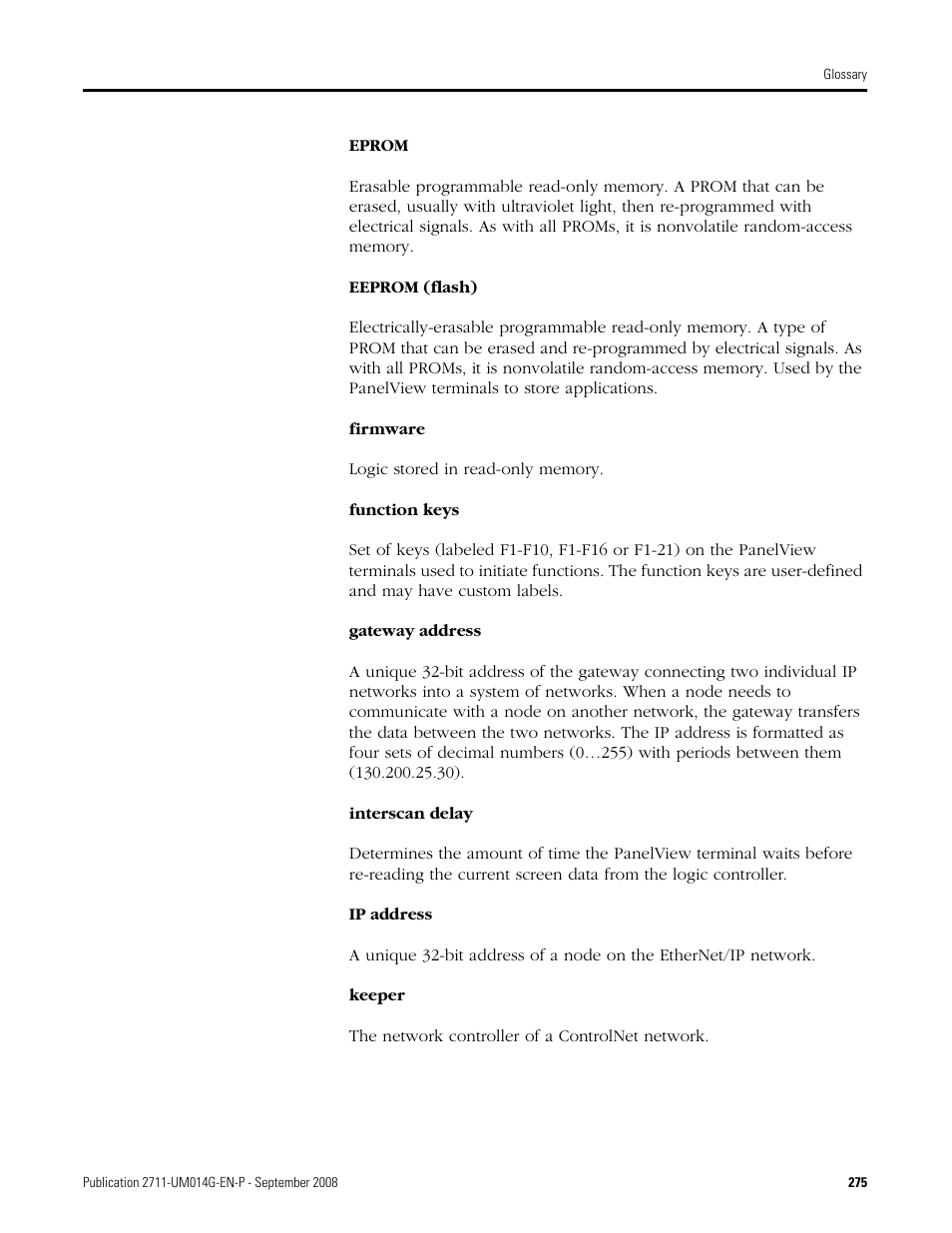 Rockwell Automation 2711 Standard PanelView Operator Terminal User Manual User Manual | Page 275 / 292