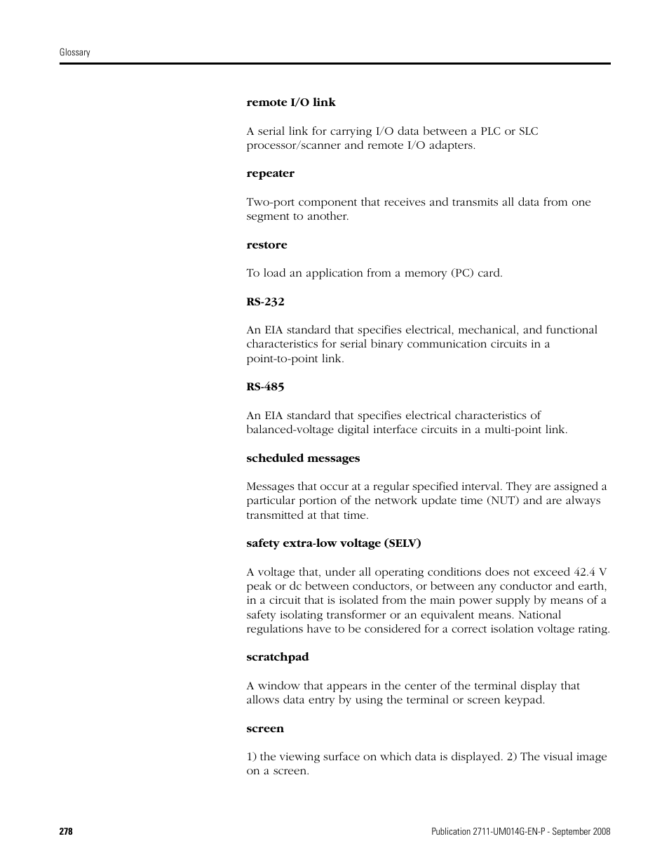 Rockwell Automation 2711 Standard PanelView Operator Terminal User Manual User Manual | Page 278 / 292