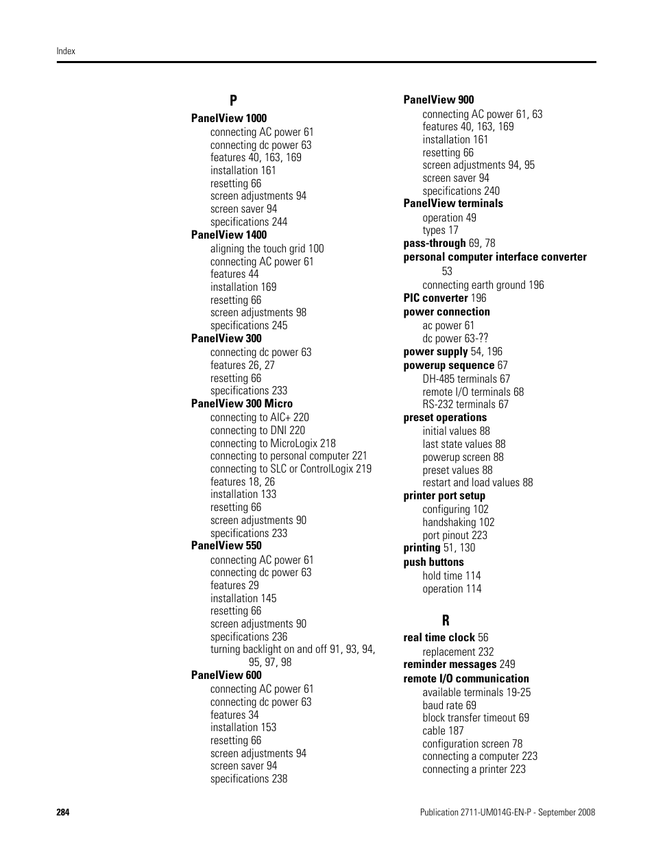 Rockwell Automation 2711 Standard PanelView Operator Terminal User Manual User Manual | Page 284 / 292