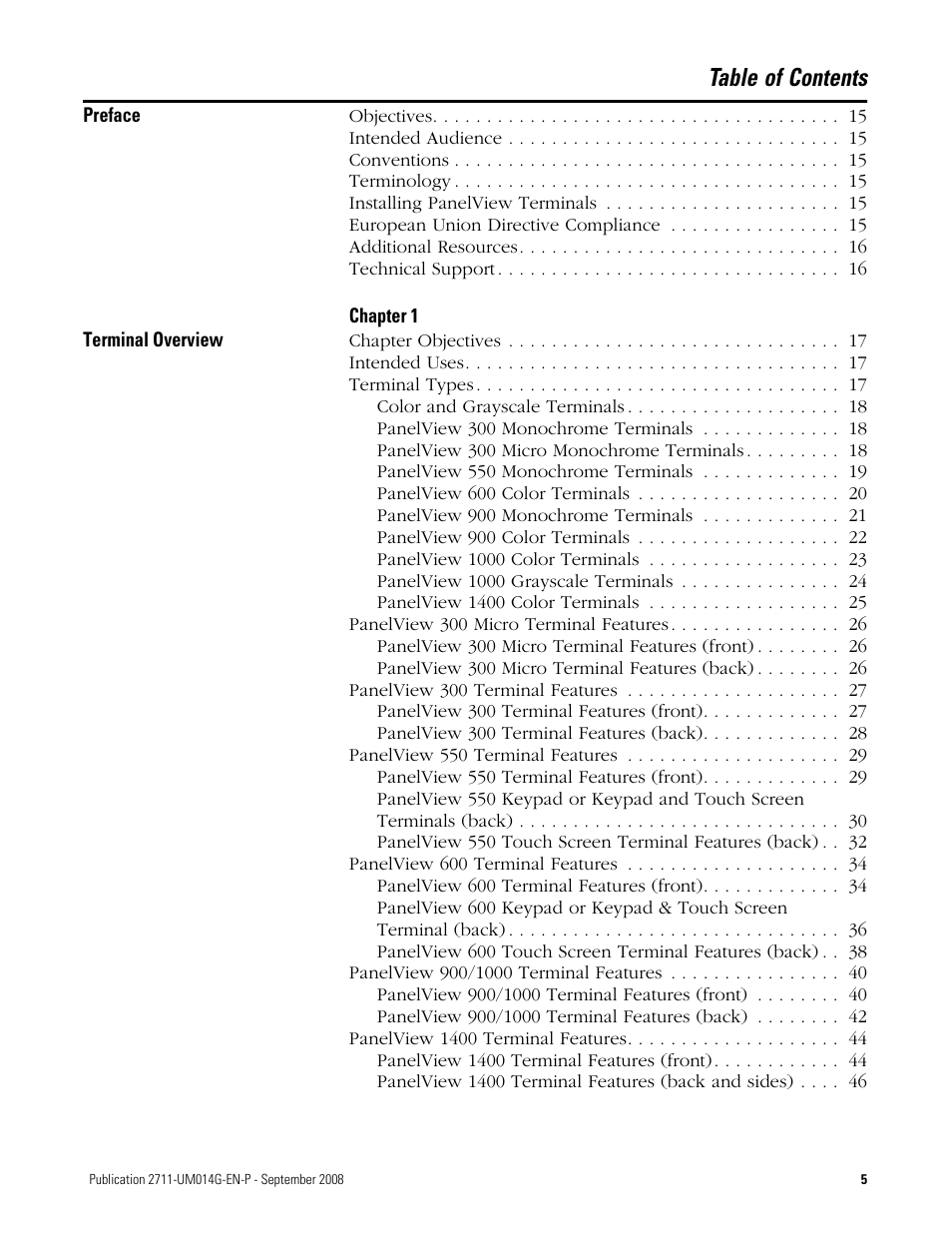 Rockwell Automation 2711 Standard PanelView Operator Terminal User Manual User Manual | Page 5 / 292