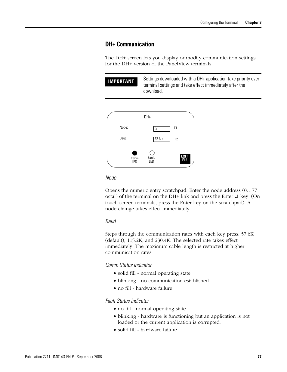 Dh+ communication | Rockwell Automation 2711 Standard PanelView Operator Terminal User Manual User Manual | Page 77 / 292