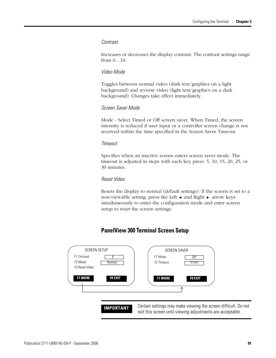 Panelview 300 terminal screen setup | Rockwell Automation 2711 Standard PanelView Operator Terminal User Manual User Manual | Page 91 / 292