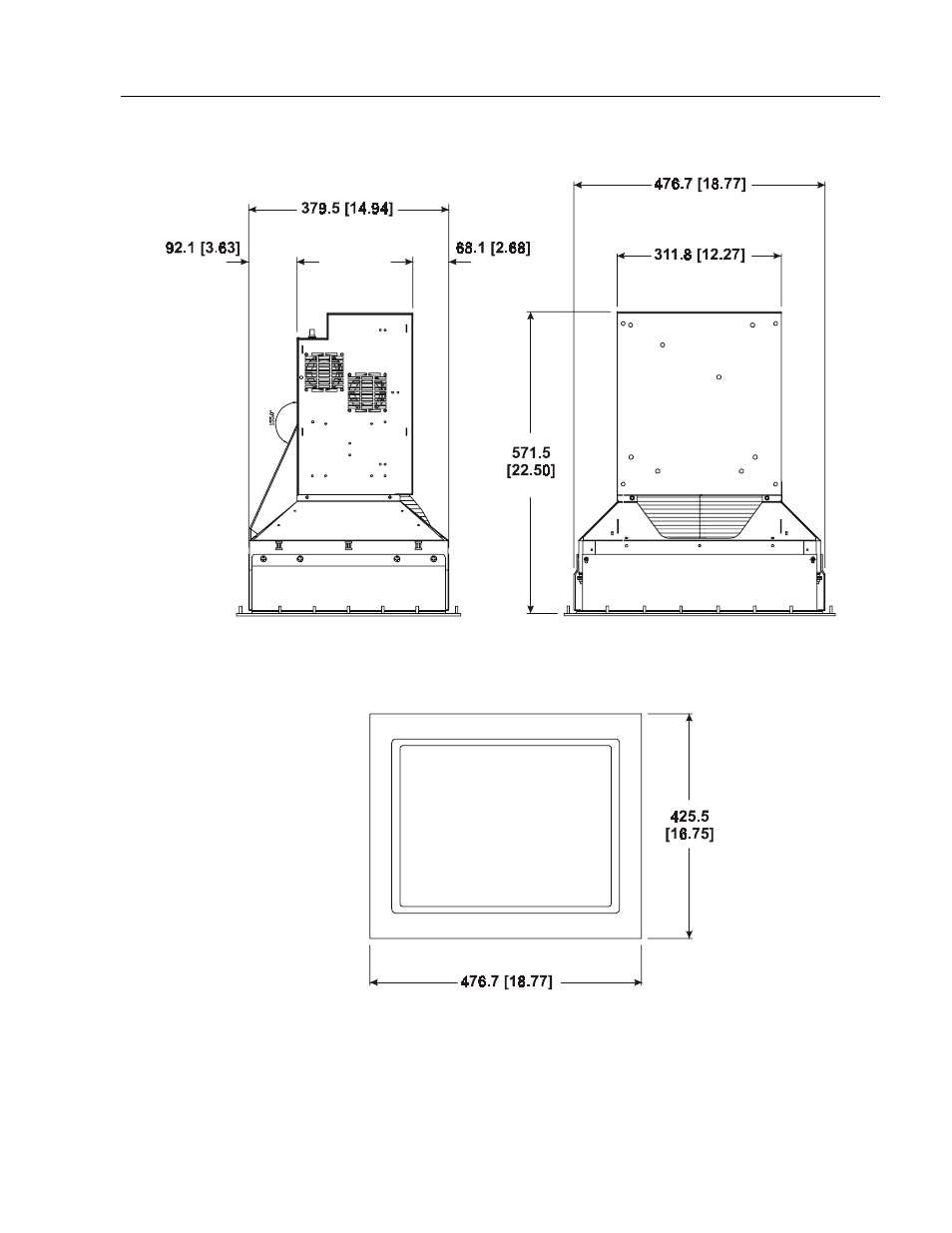 Dimensions | Rockwell Automation 6158 Industrial 21 inch CRT Monitors User Manual | Page 5 / 24