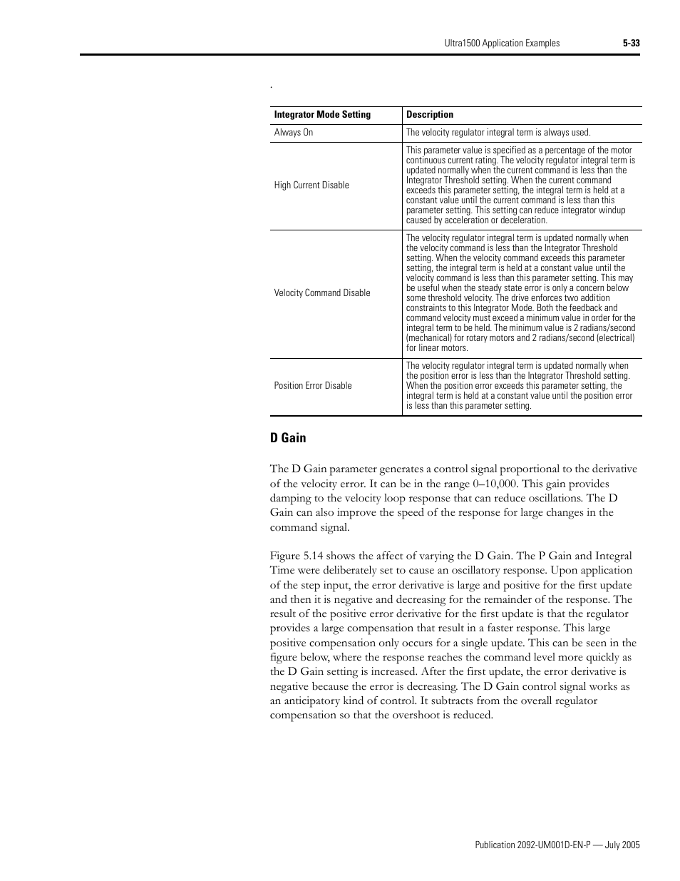 D gain, D gain -33 | Rockwell Automation 2092-DAx Ultra1500 User Manual User Manual | Page 113 / 204