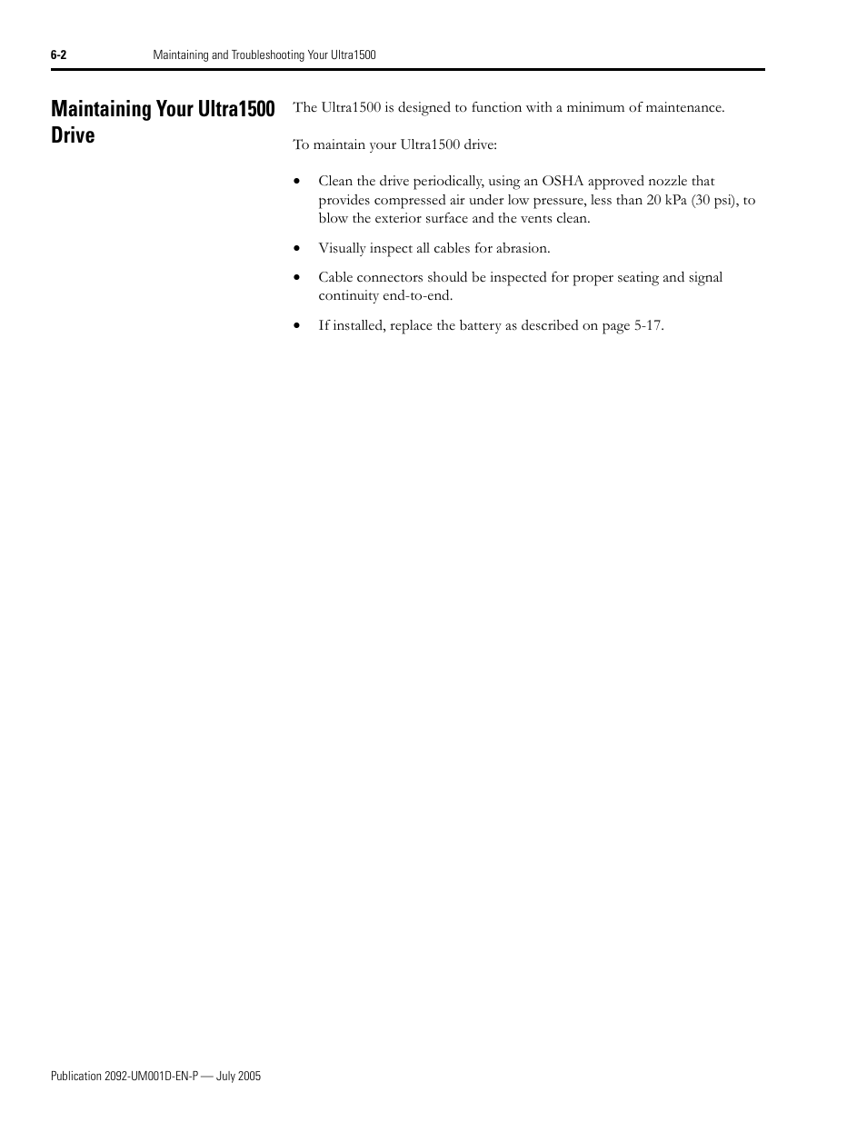 Maintaining your ultra1500 drive, Maintaining your ultra1500 drive -2 | Rockwell Automation 2092-DAx Ultra1500 User Manual User Manual | Page 128 / 204