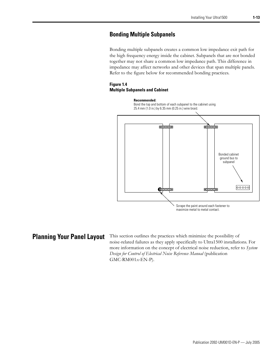 Bonding multiple subpanels, Planning your panel layout, Bonding multiple subpanels -13 | Planning your panel layout -13 | Rockwell Automation 2092-DAx Ultra1500 User Manual User Manual | Page 25 / 204