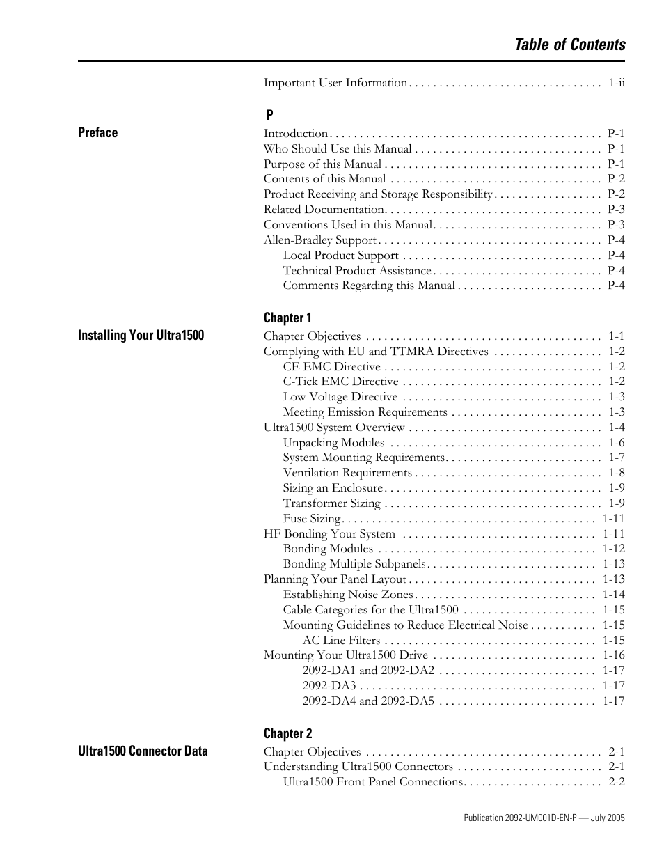 Rockwell Automation 2092-DAx Ultra1500 User Manual User Manual | Page 3 / 204