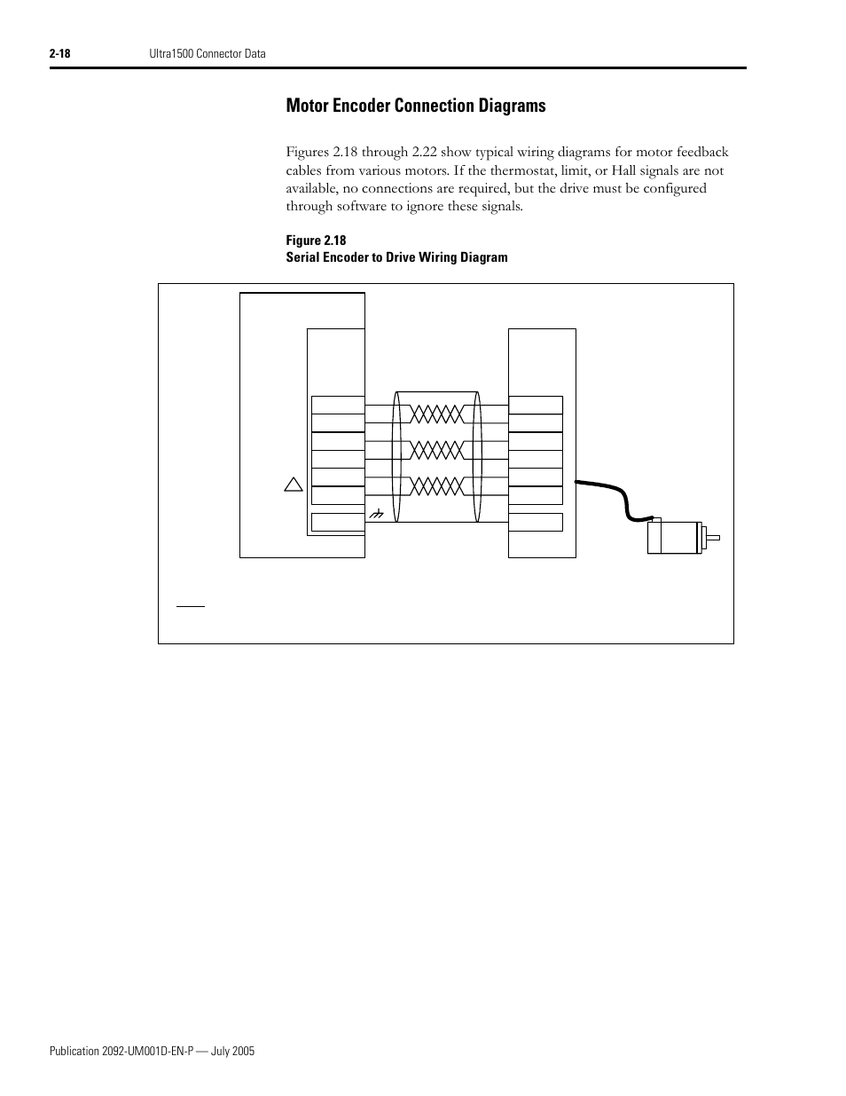 Motor encoder connection diagrams, Motor encoder connection diagrams -18 | Rockwell Automation 2092-DAx Ultra1500 User Manual User Manual | Page 48 / 204