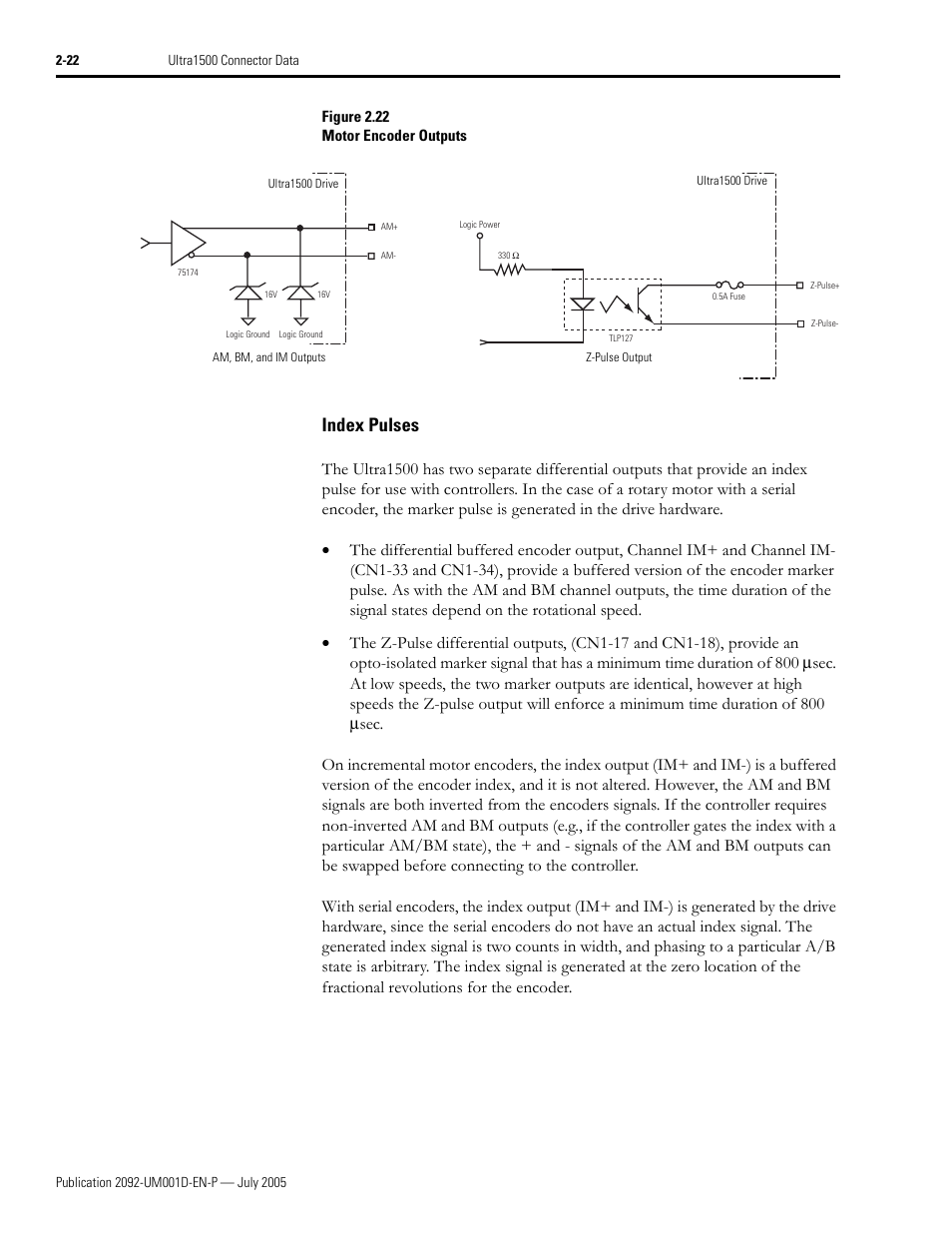 Index pulses, Index pulses -22 | Rockwell Automation 2092-DAx Ultra1500 User Manual User Manual | Page 52 / 204