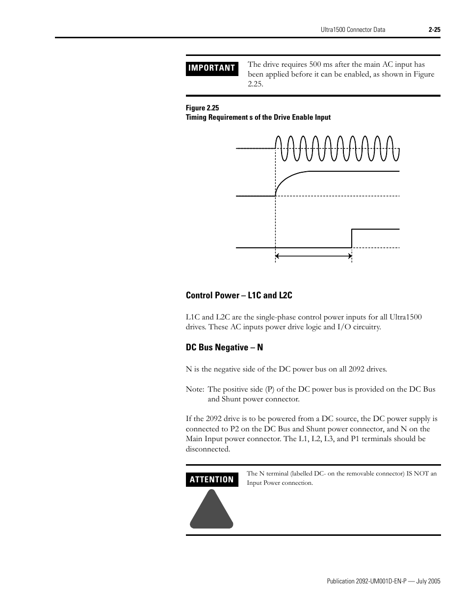 Control power - l1c and l2c, Dc bus negative - n | Rockwell Automation 2092-DAx Ultra1500 User Manual User Manual | Page 55 / 204