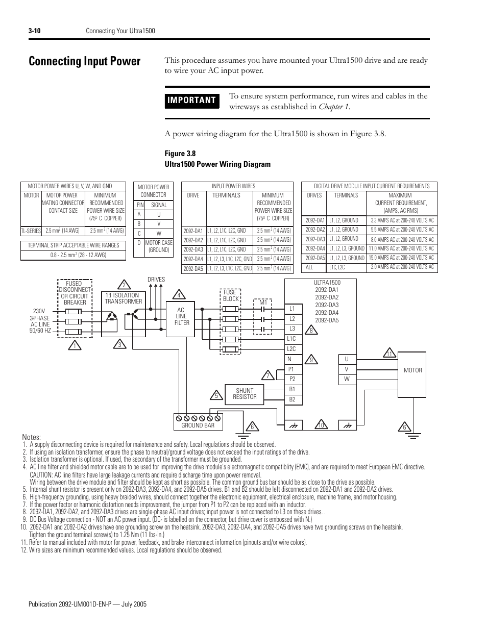Connecting input power, Connecting input power -10 | Rockwell Automation 2092-DAx Ultra1500 User Manual User Manual | Page 68 / 204