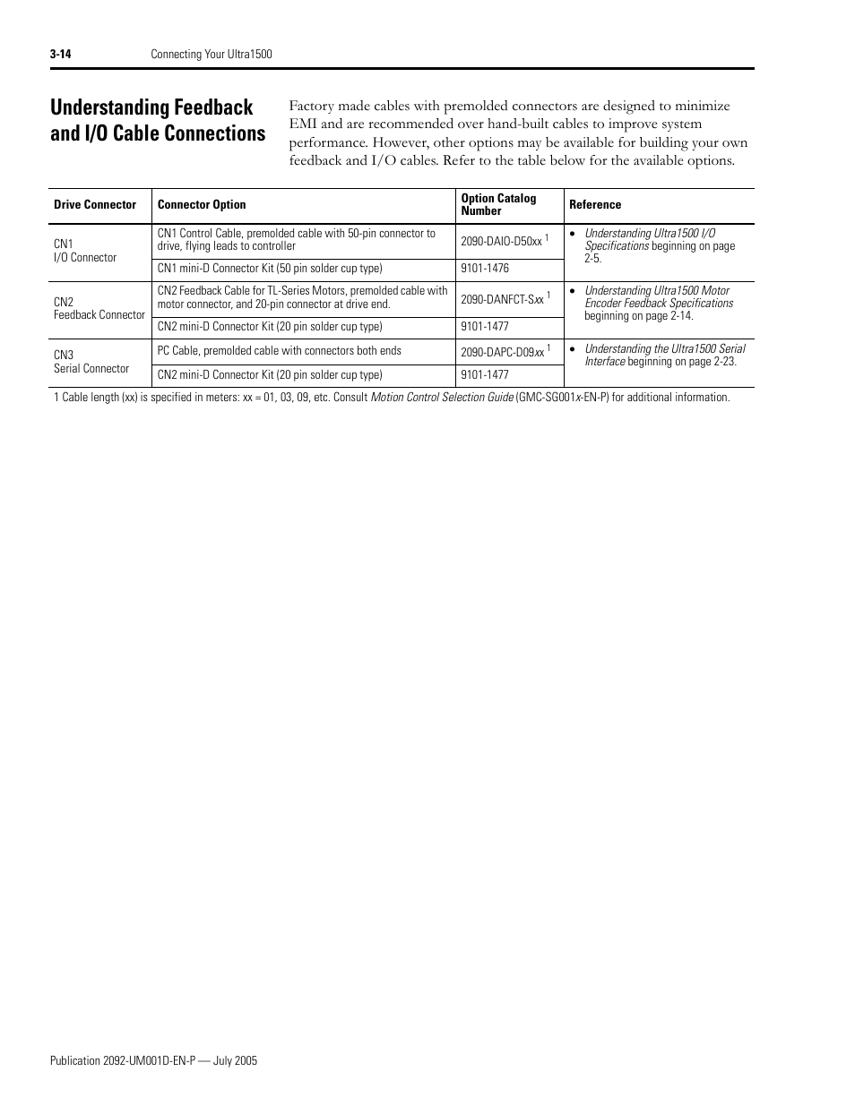 Understanding feedback and i/o cable connections | Rockwell Automation 2092-DAx Ultra1500 User Manual User Manual | Page 72 / 204