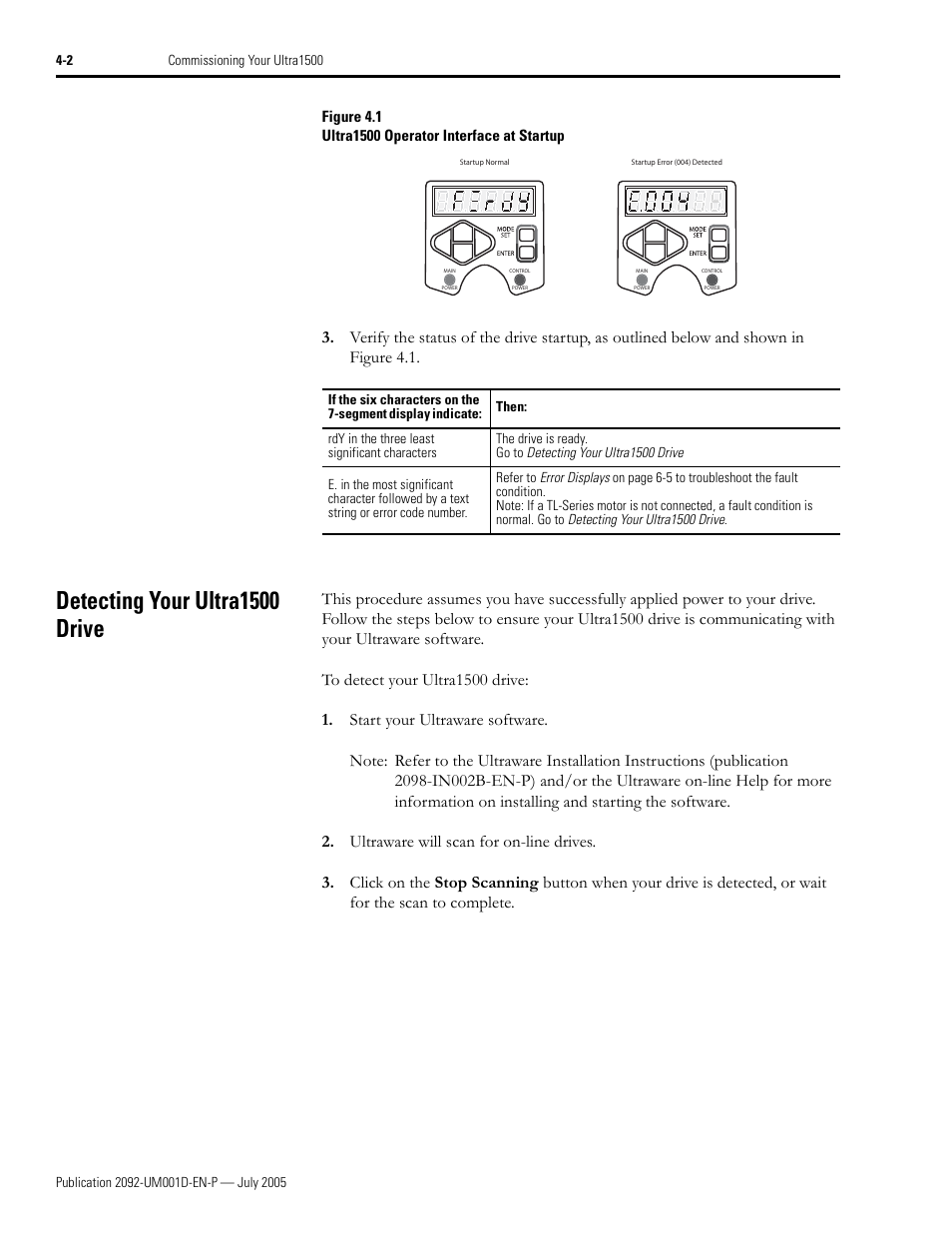 Detecting your ultra1500 drive, Detecting your ultra1500 drive -2, In figure 4.1 | Step 3 | Rockwell Automation 2092-DAx Ultra1500 User Manual User Manual | Page 74 / 204