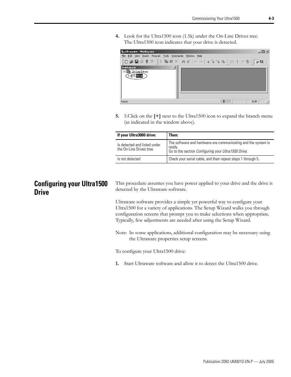 Configuring your ultra1500 drive, Configuring your ultra1500 drive -3 | Rockwell Automation 2092-DAx Ultra1500 User Manual User Manual | Page 75 / 204