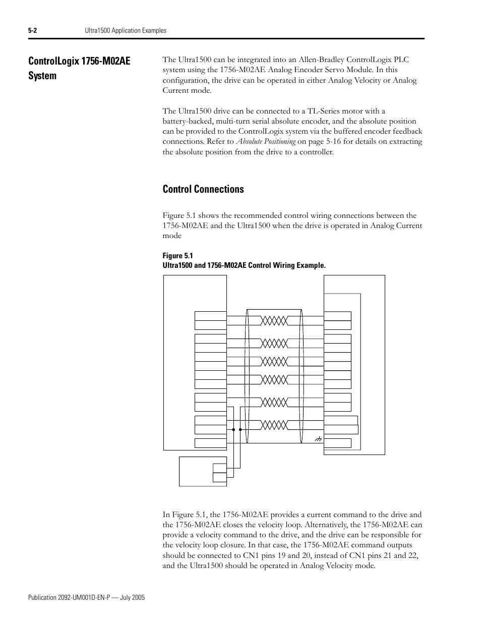 Controllogix 1756-m02ae system, Control connections, Controllogix 1756-m02ae system -2 | Control connections -2 | Rockwell Automation 2092-DAx Ultra1500 User Manual User Manual | Page 82 / 204