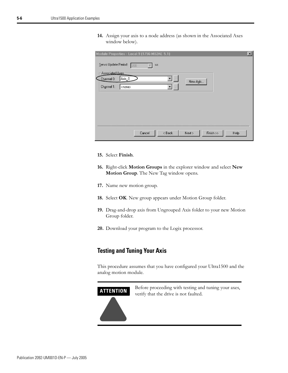 Testing and tuning your axis, Testing and tuning your axis -6 | Rockwell Automation 2092-DAx Ultra1500 User Manual User Manual | Page 86 / 204