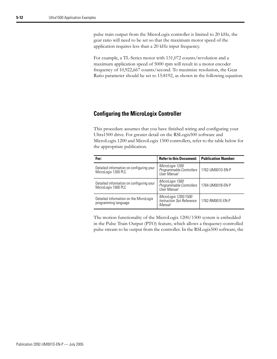 Configuring the micrologix controller, Configuring the micrologix controller -12 | Rockwell Automation 2092-DAx Ultra1500 User Manual User Manual | Page 92 / 204