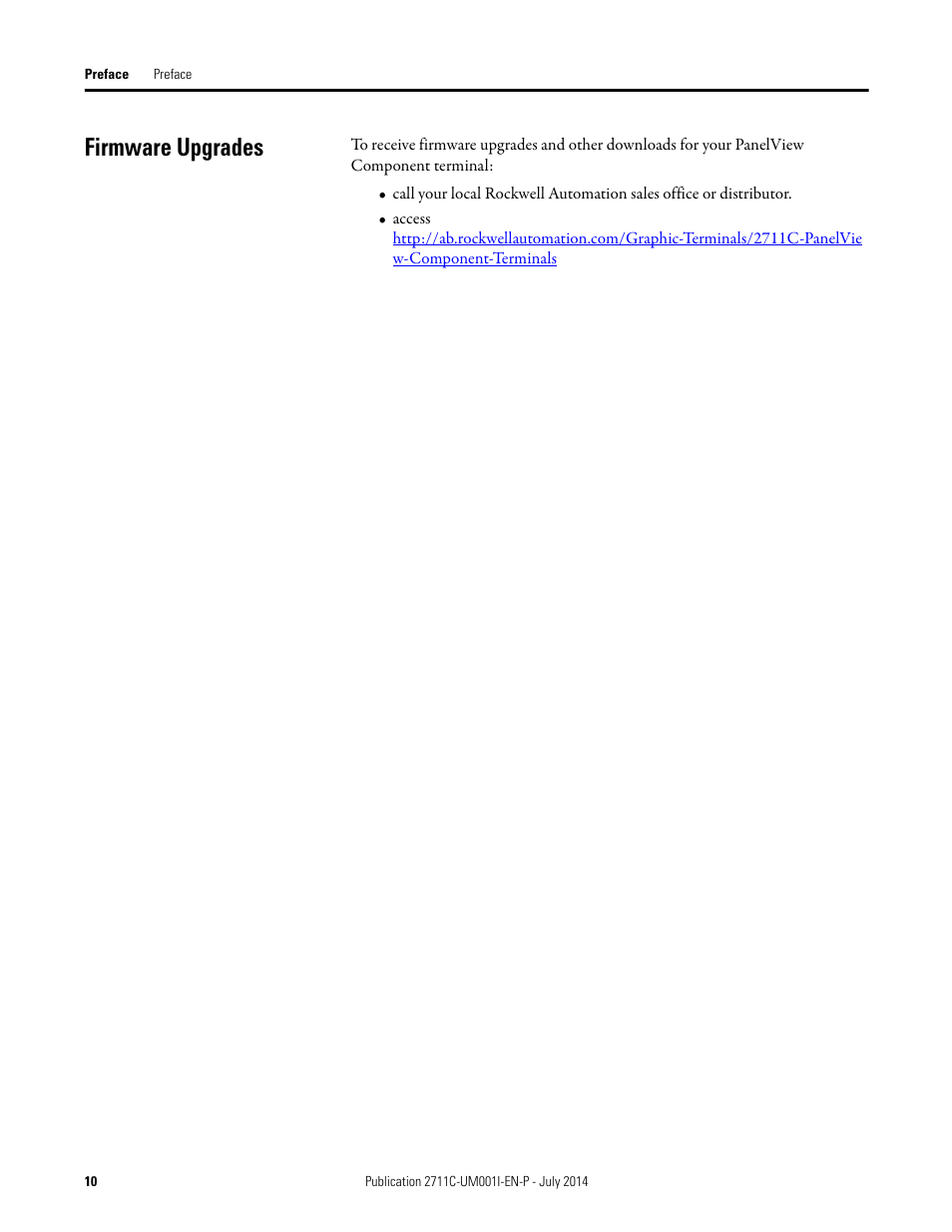 Firmware upgrades | Rockwell Automation 2711C-xxxx PanelView Component HMI Terminals User Manual | Page 10 / 146