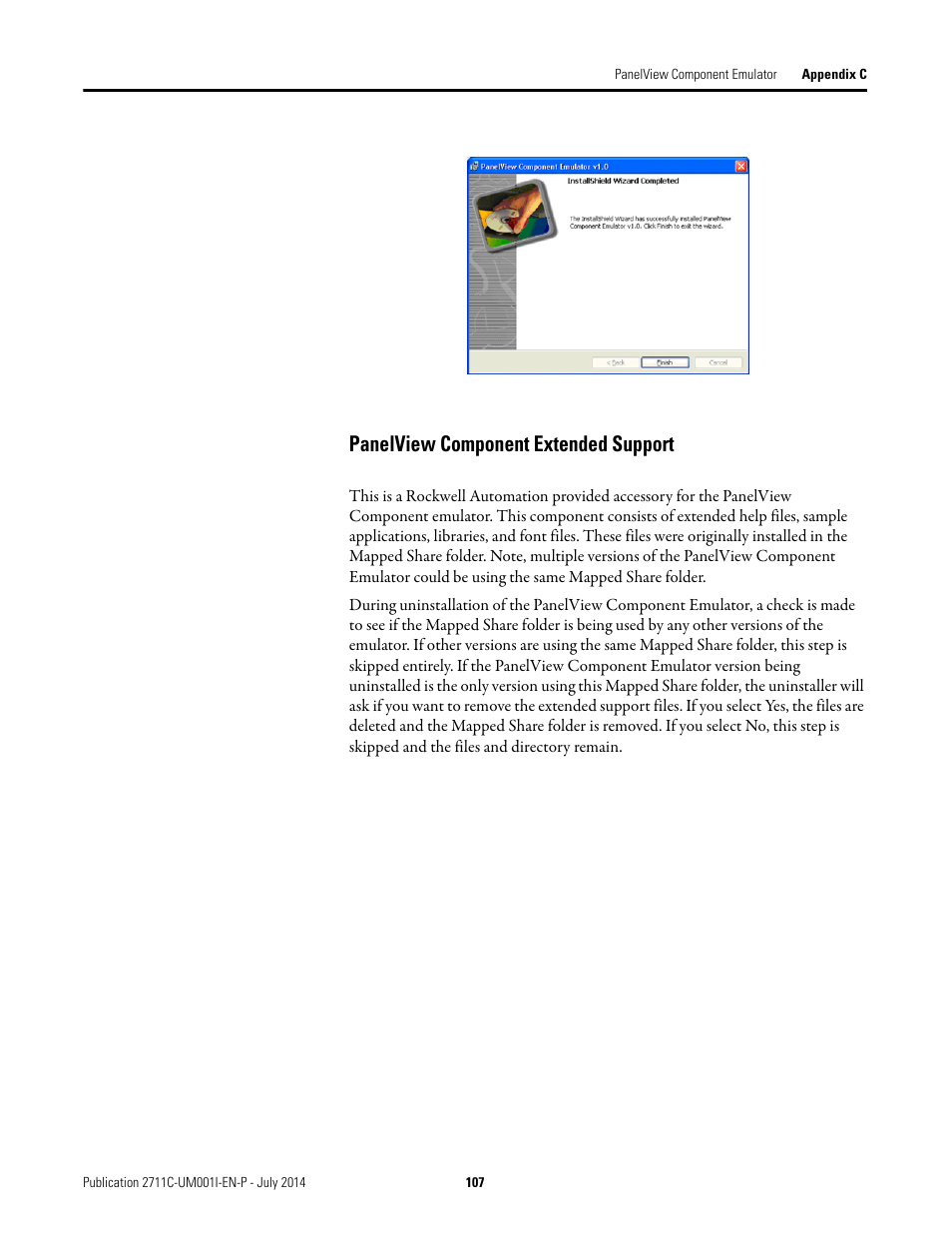 Panelview component extended support | Rockwell Automation 2711C-xxxx PanelView Component HMI Terminals User Manual | Page 107 / 146