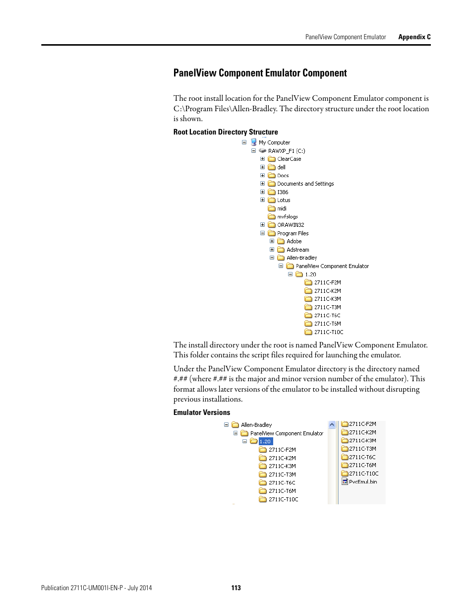 Panelview component emulator component | Rockwell Automation 2711C-xxxx PanelView Component HMI Terminals User Manual | Page 113 / 146