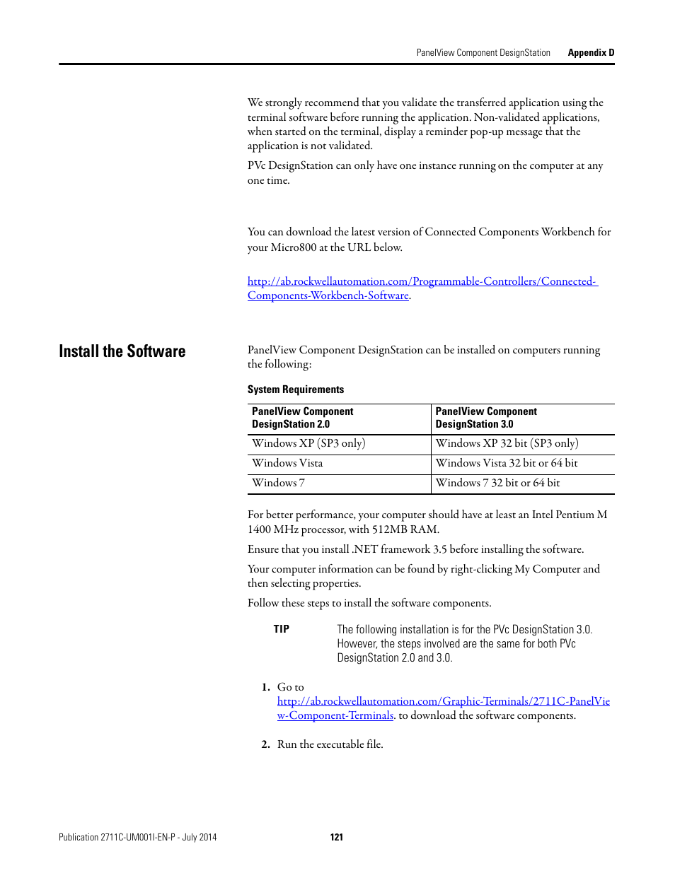 Install the software | Rockwell Automation 2711C-xxxx PanelView Component HMI Terminals User Manual | Page 121 / 146