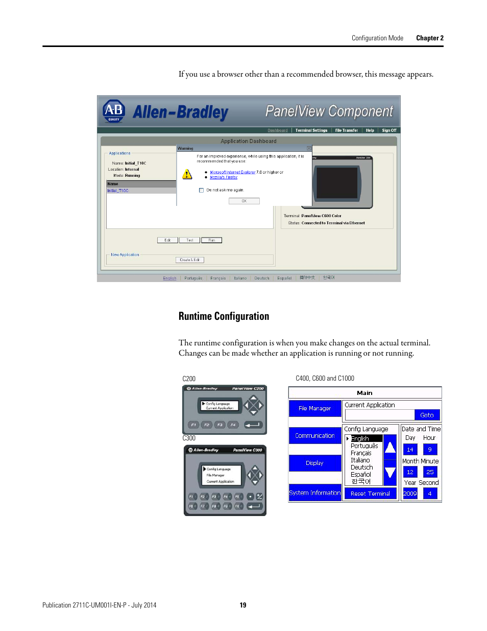 Runtime configuration | Rockwell Automation 2711C-xxxx PanelView Component HMI Terminals User Manual | Page 19 / 146