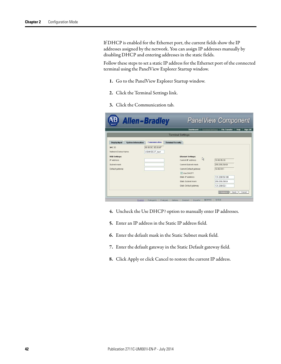 Rockwell Automation 2711C-xxxx PanelView Component HMI Terminals User Manual | Page 42 / 146