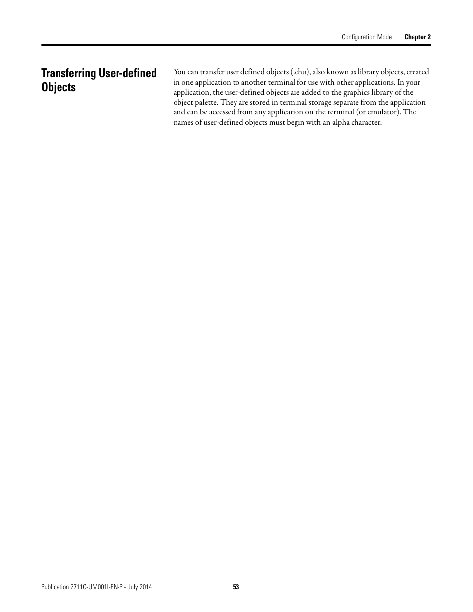 Transferring user-defined objects | Rockwell Automation 2711C-xxxx PanelView Component HMI Terminals User Manual | Page 53 / 146