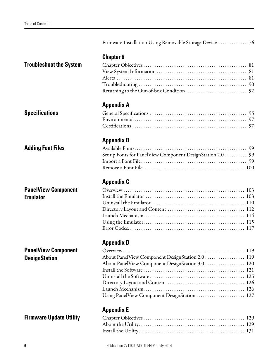 Rockwell Automation 2711C-xxxx PanelView Component HMI Terminals User Manual | Page 6 / 146