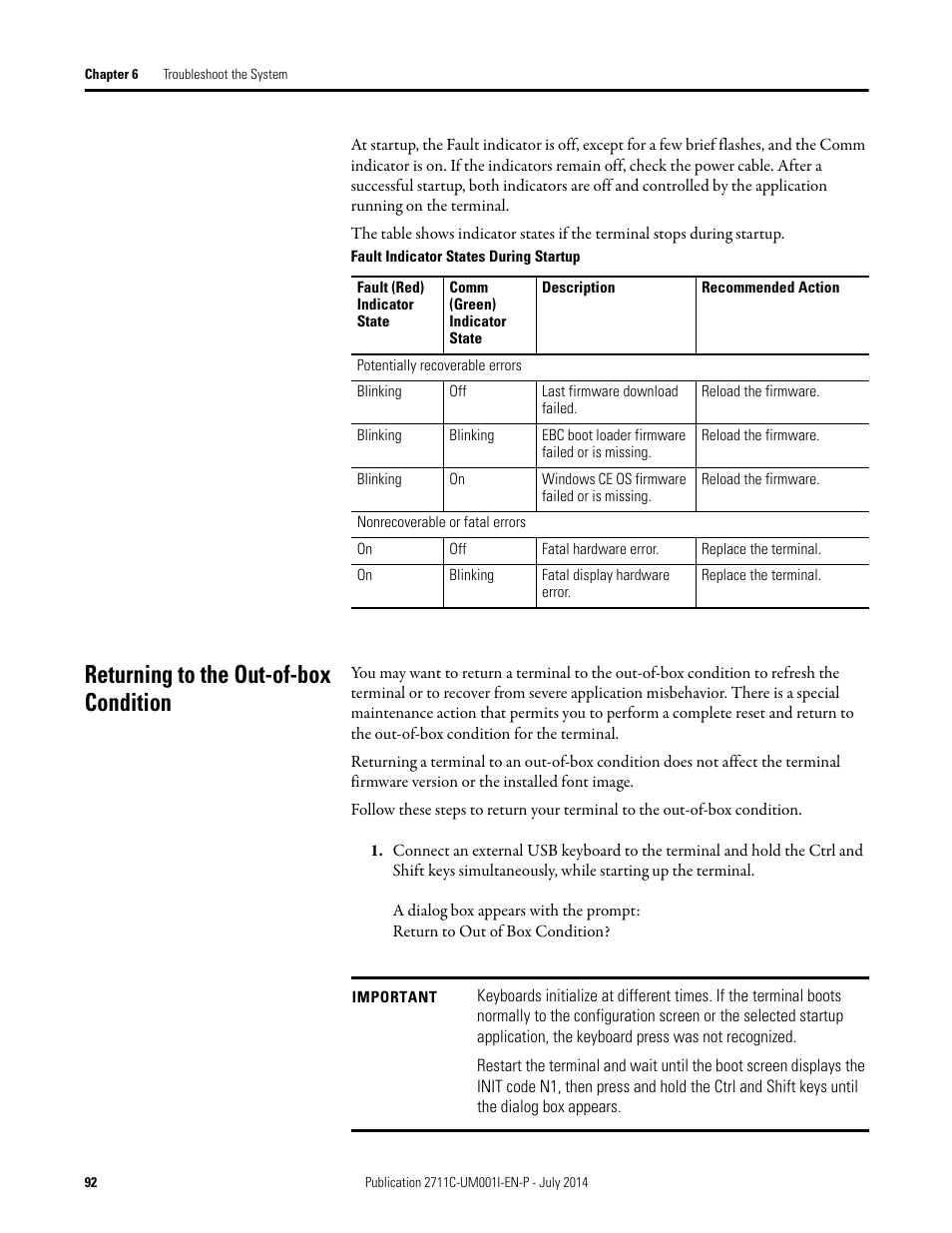 Returning to the out-of-box condition | Rockwell Automation 2711C-xxxx PanelView Component HMI Terminals User Manual | Page 92 / 146