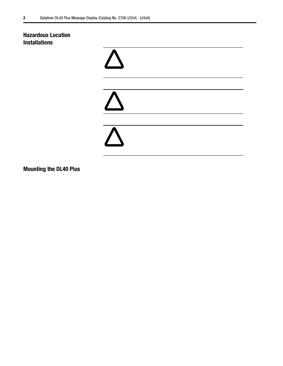 Rockwell Automation 2706-LV2xX, -LV4xX Dataliner DL40 Plus Message Display Installation User Manual | Page 2 / 12