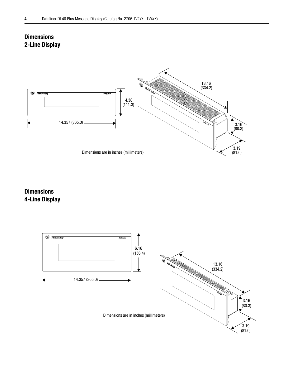 Rockwell Automation 2706-LV2xX, -LV4xX Dataliner DL40 Plus Message Display Installation User Manual | Page 4 / 12