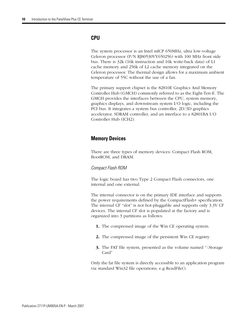 Memory devices, Cpu memory devices | Rockwell Automation 2711P Software Development Kit User Manual User Manual | Page 10 / 104